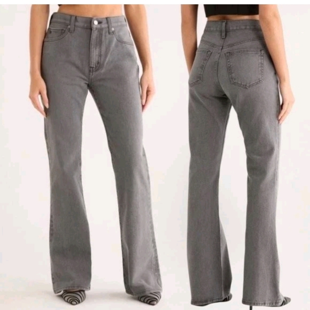 NEW Etica Nina High Waist Flare Leg Jeans 100% Cotton Gray Size 26 Stormy Skies